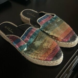 Rainbow sequin mules